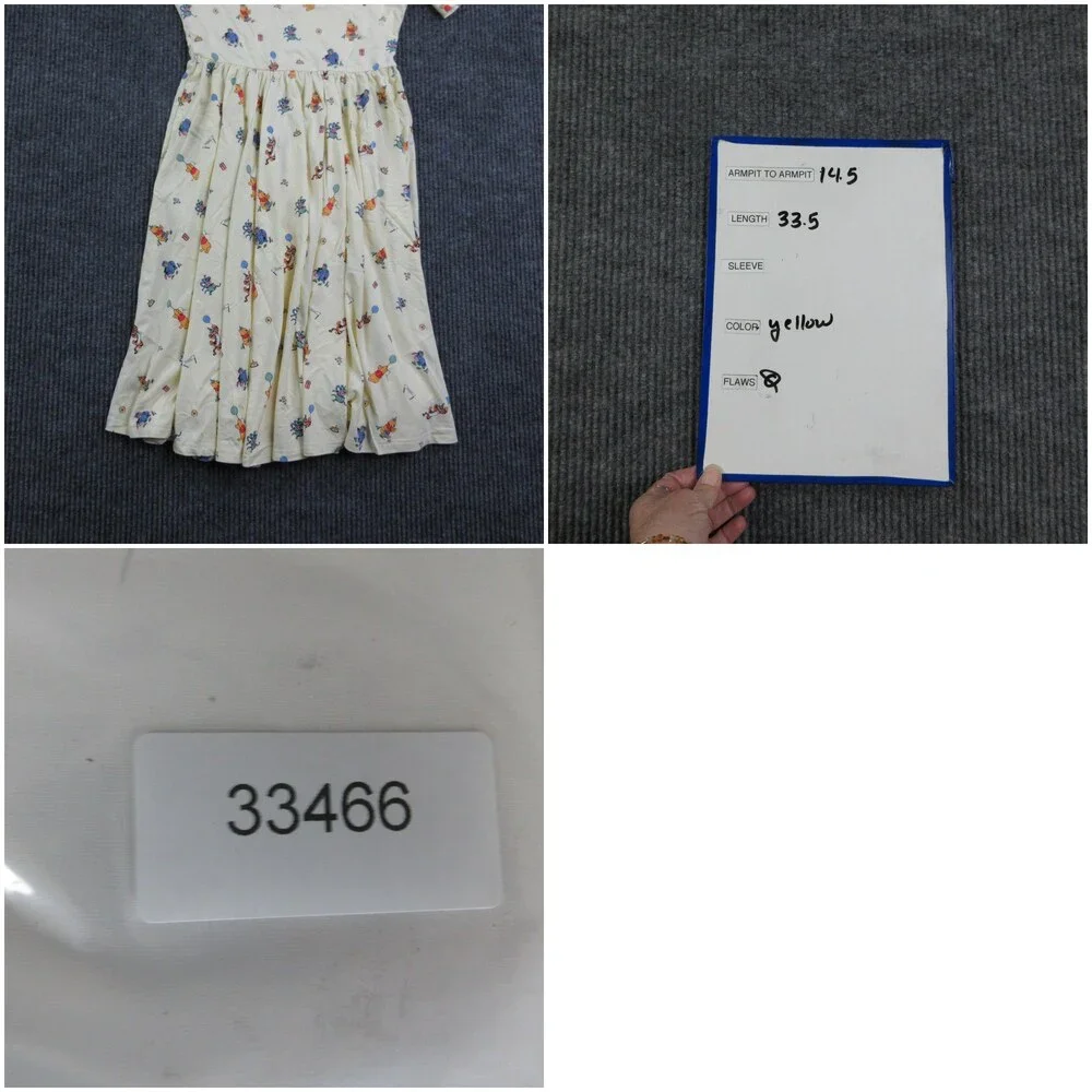 Disney Kyte Dress Girls 10 Yellow Winnie The Pooh Fit & Flare Short Sleeve NWT